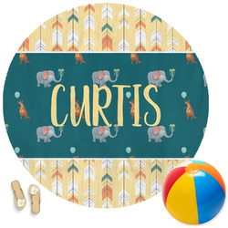 Animal Friend Birthday Round Beach Towel (Personalized)