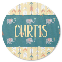 Animal Friend Birthday Round Rubber Backed Coaster (Personalized)