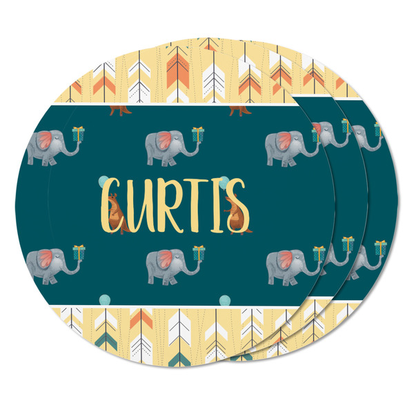 Animal Friend Birthday Round Fridge Magnet - THREE