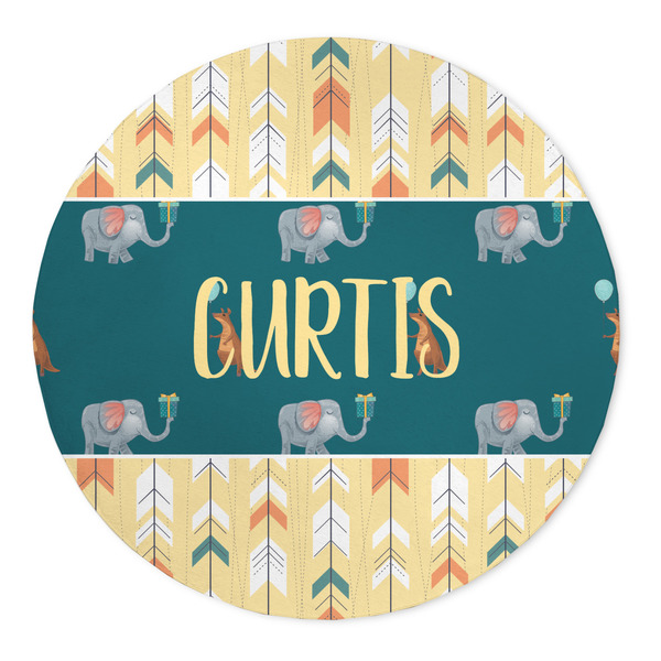 Custom Animal Friend Birthday 5' Round Indoor Area Rug (Personalized)