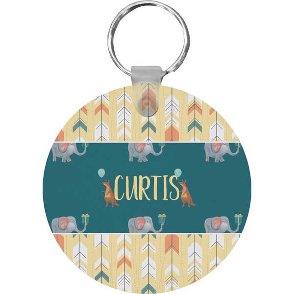 Custom Animal Friend Birthday Round Plastic Keychain (Personalized)