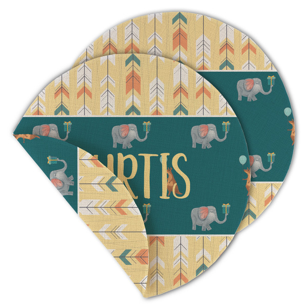 Animal Friend Birthday Round Linen Placemats - MAIN (Double-Sided)