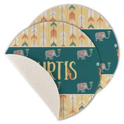 Animal Friend Birthday Round Linen Placemat - Single Sided - Set of 4 (Personalized)