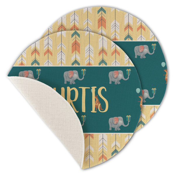 Animal Friend Birthday Round Linen Placemats - MAIN (Single Sided)