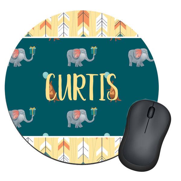 Custom Animal Friend Birthday Round Mouse Pad (Personalized)