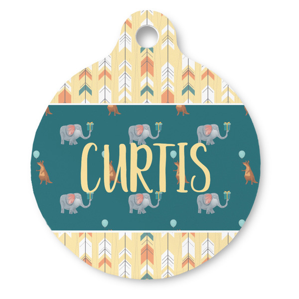 Custom Animal Friend Birthday Round Pet ID Tag (Personalized)