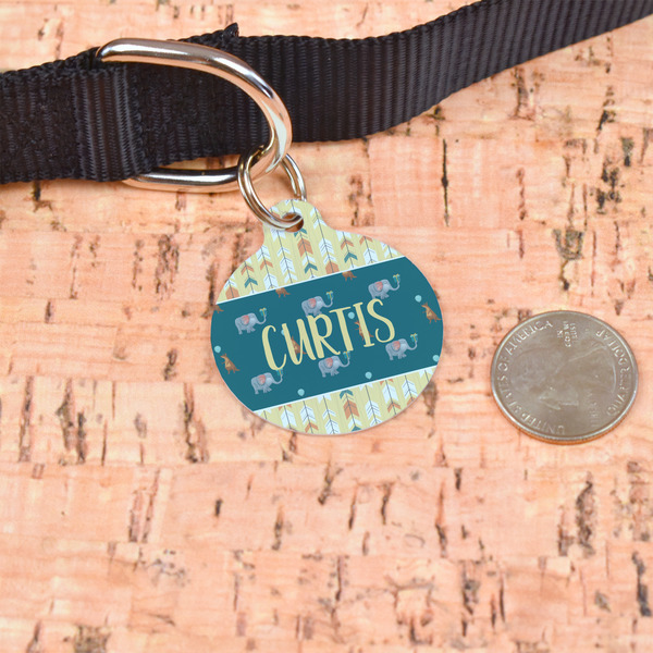 Animal Friend Birthday Round Pet ID Tag - Large - In Context