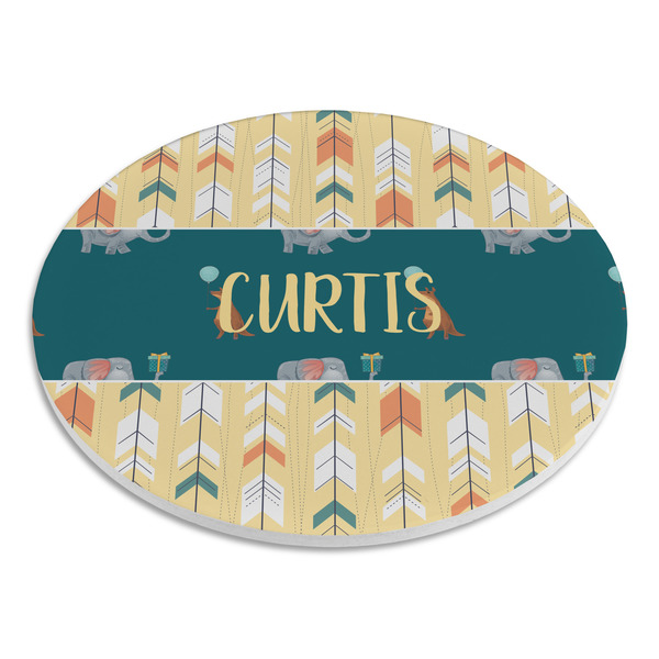 Animal Friend Birthday Round Stone Trivet - Angle View