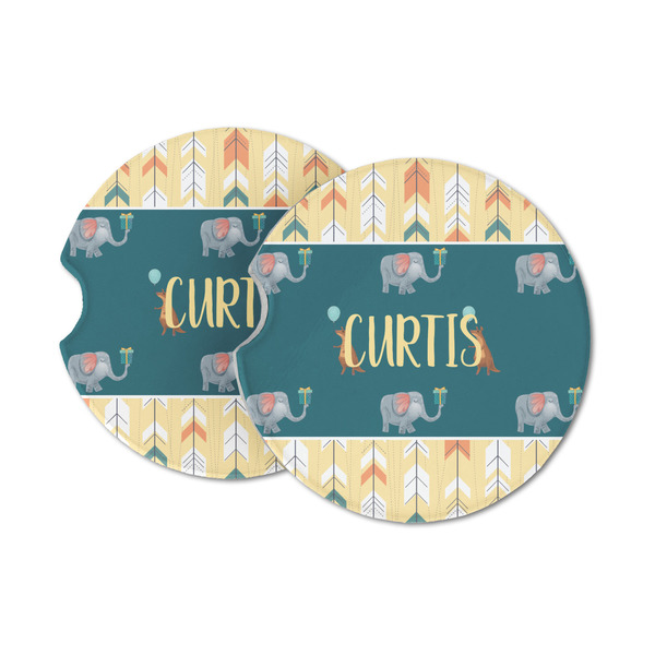Custom Animal Friend Birthday Sandstone Car Coasters - Set of 2 (Personalized)