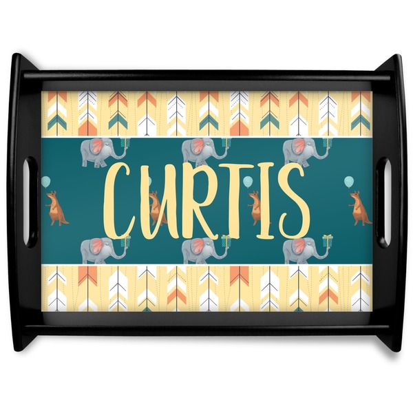 Custom Animal Friend Birthday Black Wooden Tray - Large (Personalized)