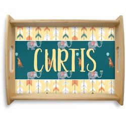 Animal Friend Birthday Natural Wooden Tray - Large (Personalized)