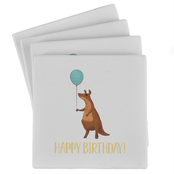 Custom Animal Friend Birthday Absorbent Stone Coasters - Set of 4 (Personalized)