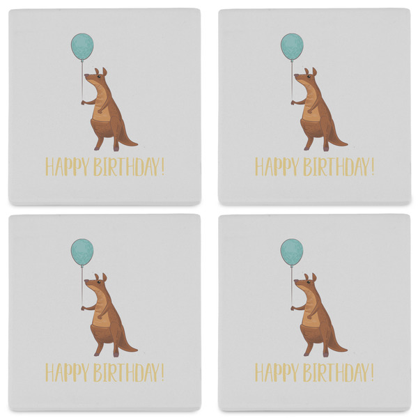 Animal Friend Birthday Set of 4 Sandstone Coasters - See All 4 View