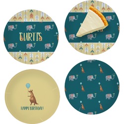 Animal Friend Birthday Set of 4 Glass Appetizer / Dessert Plate 8" (Personalized)