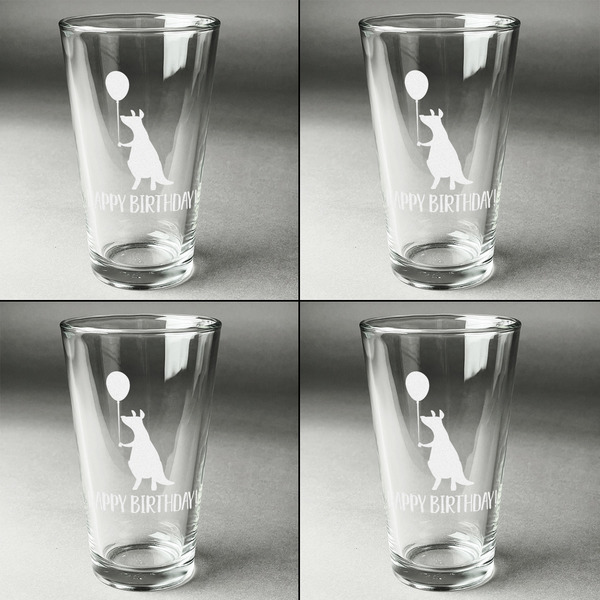 Animal Friend Birthday Set of Four Engraved Beer Glasses - Individual View