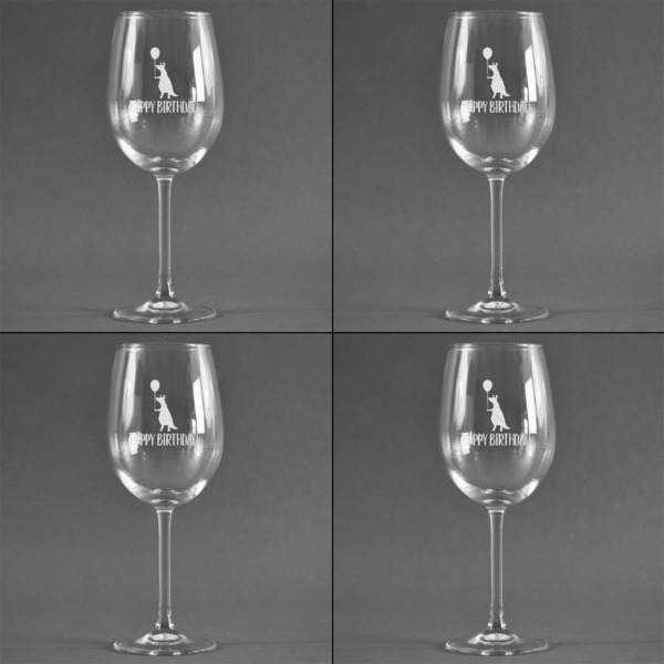 Animal Friend Birthday Set of Four Personalized Wineglasses (Approval)