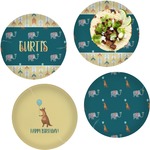 Animal Friend Birthday Set of 4 Glass Lunch / Dinner Plate 10" (Personalized)