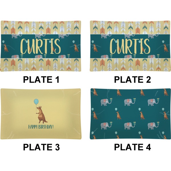 Animal Friend Birthday Set of Rectangular Dinner Plates (Approval)
