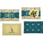 Animal Friend Birthday Set of 4 Glass Rectangular Lunch / Dinner Plate (Personalized)