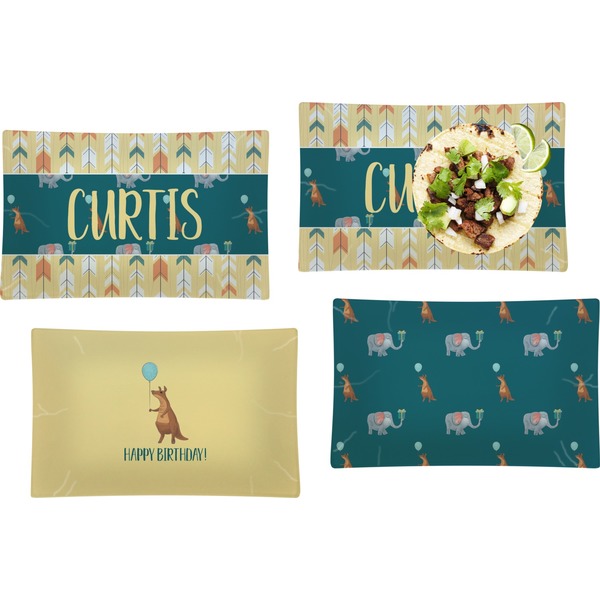 Animal Friend Birthday Set of Rectangular Dinner Plates