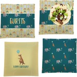 Animal Friend Birthday Set of 4 Glass Square Lunch / Dinner Plate 9.5" (Personalized)