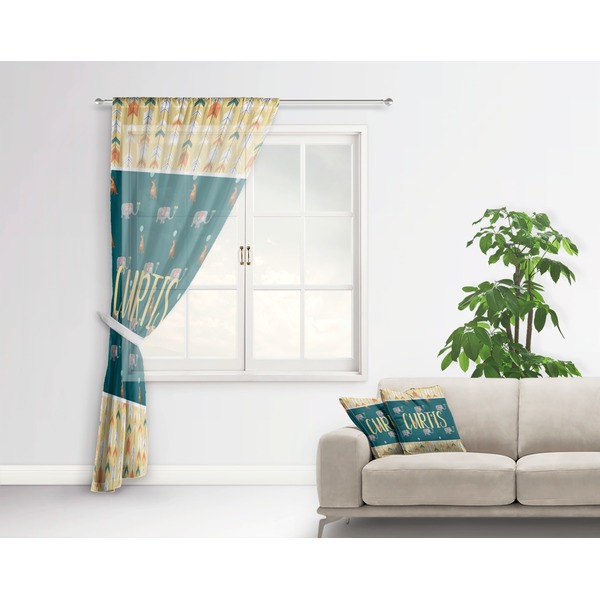 Animal Friend Birthday Sheer Curtain With Window and Rod - in Room Matching Pillow