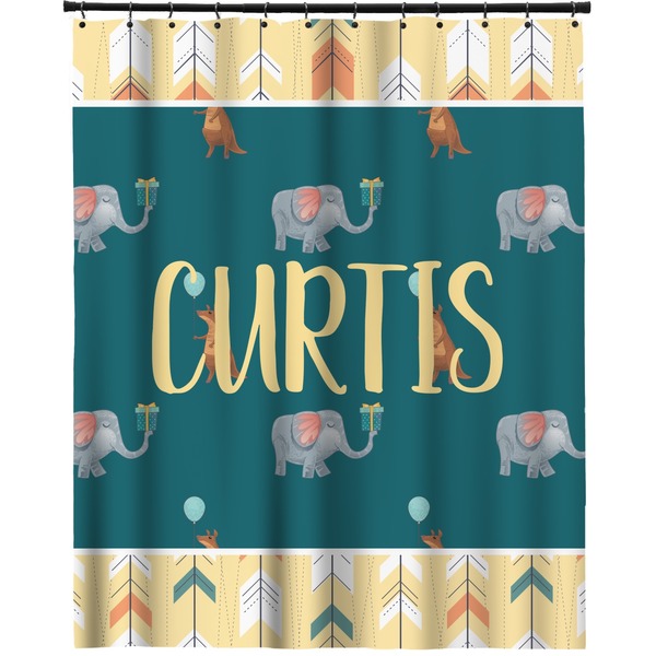 Custom Animal Friend Birthday Extra Long Shower Curtain - 70"x84" (Personalized)