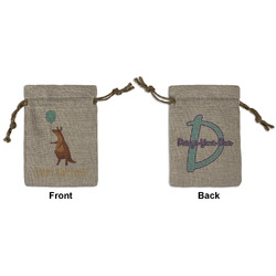 Animal Friend Birthday Small Burlap Gift Bag - Front & Back (Personalized)