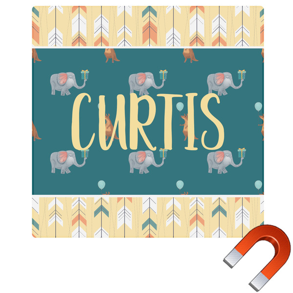 Custom Animal Friend Birthday Square Car Magnet - 6" (Personalized)