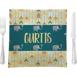 Animal Friend Birthday Glass Square Lunch / Dinner Plate 9.5" (Personalized)