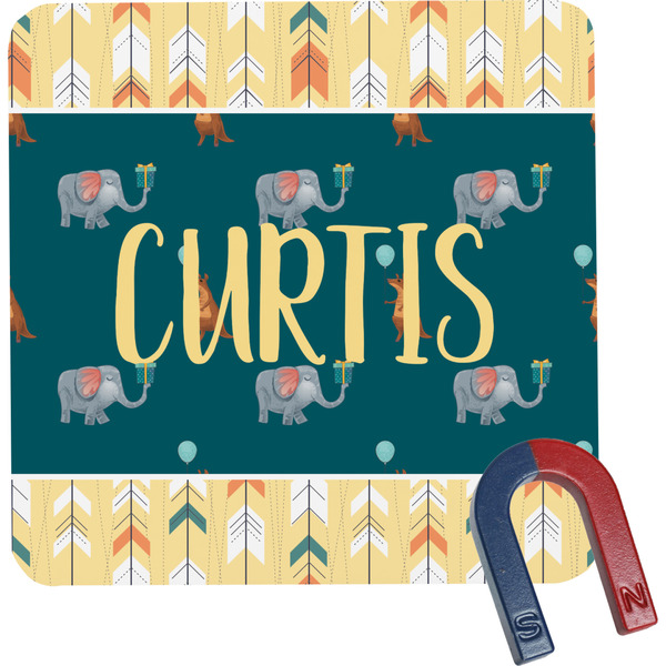 Custom Animal Friend Birthday Square Fridge Magnet (Personalized)