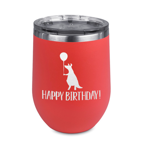 Custom Animal Friend Birthday Stemless Stainless Steel Wine Tumbler - Coral - Single Sided (Personalized)