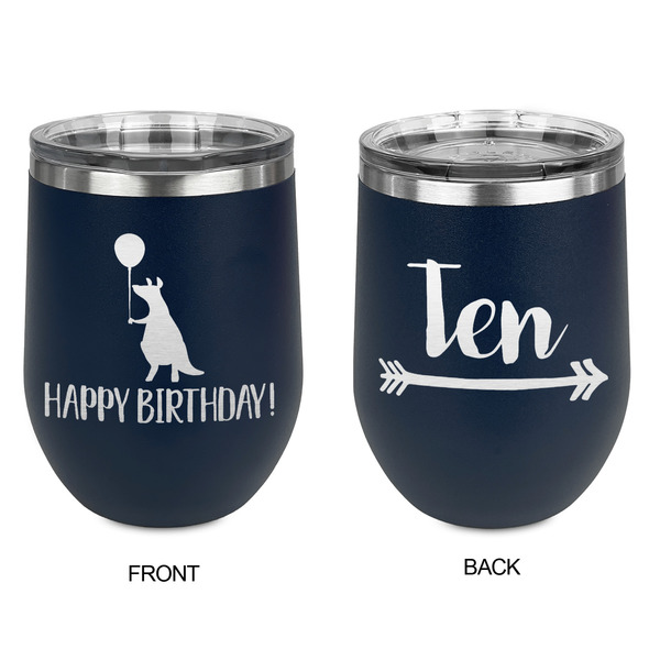 Animal Friend Birthday Stainless Wine Tumblers - Navy - Double Sided - Approval