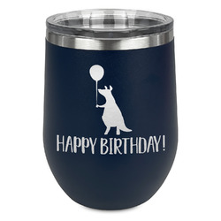 Animal Friend Birthday Stemless Stainless Steel Wine Tumbler - Navy - Double Sided (Personalized)