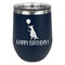 Animal Friend Birthday Stainless Wine Tumblers - Navy - Double Sided - Front
