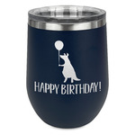 Animal Friend Birthday Stemless Stainless Steel Wine Tumbler - Navy - Single Sided (Personalized)