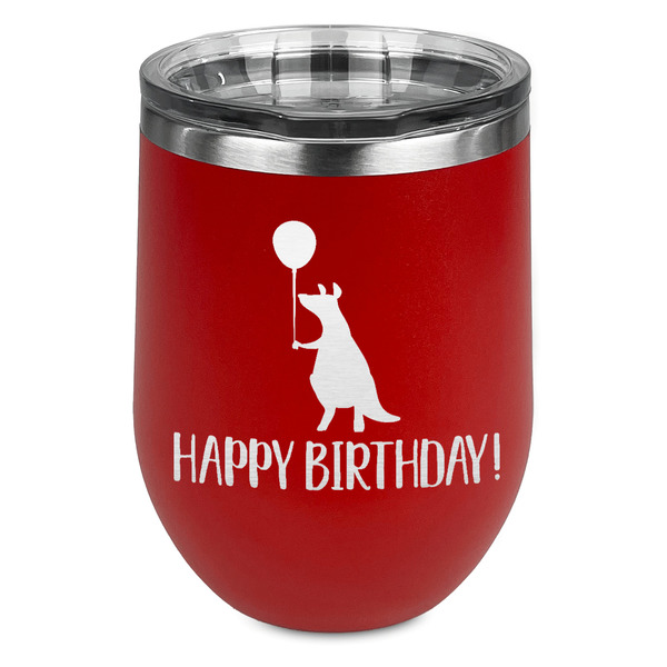 Custom Animal Friend Birthday Stemless Stainless Steel Wine Tumbler - Red - Single Sided (Personalized)
