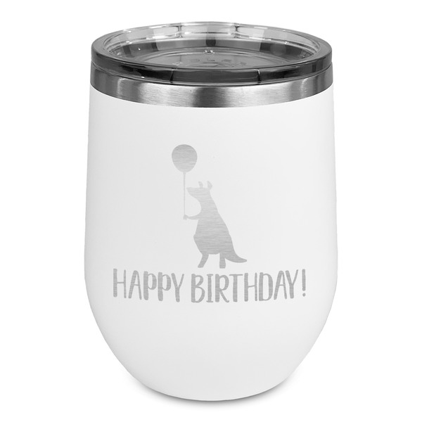 Custom Animal Friend Birthday Stemless Stainless Steel Wine Tumbler - White - Double Sided (Personalized)