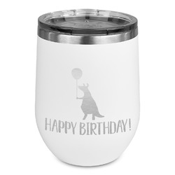 Animal Friend Birthday Stemless Stainless Steel Wine Tumbler - White - Single Sided (Personalized)
