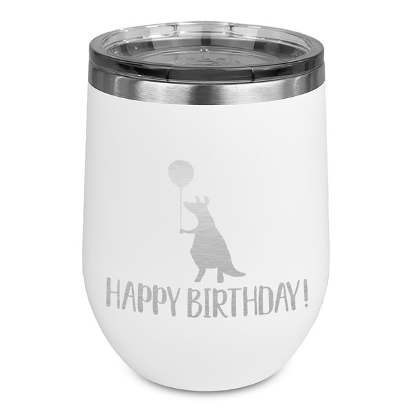 Custom Animal Friend Birthday Stemless Stainless Steel Wine Tumbler - White - Single Sided (Personalized)