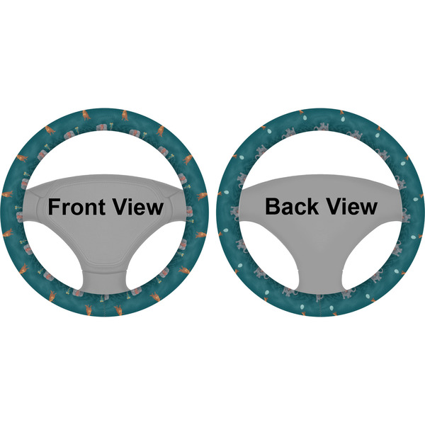 Animal Friend Birthday Steering Wheel Cover- Front and Back