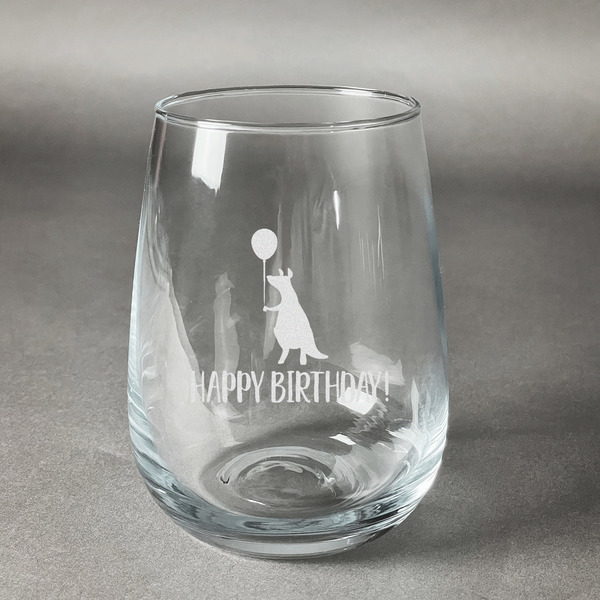 Custom Animal Friend Birthday Stemless Wine Glass - Engraved (Personalized)