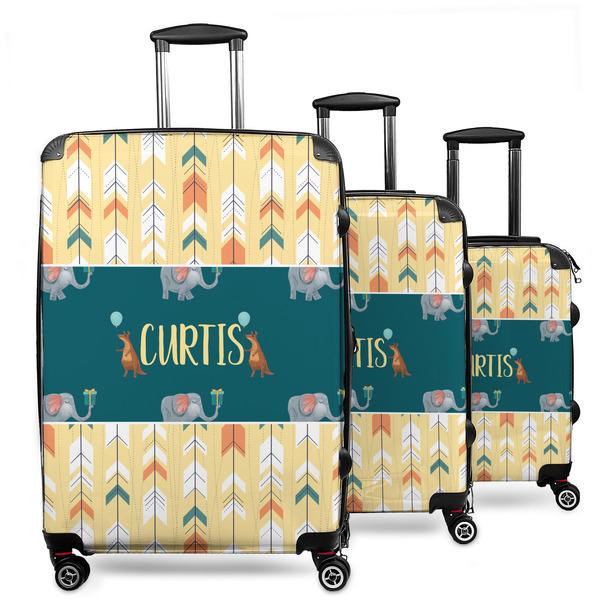 Custom Animal Friend Birthday 3 Piece Luggage Set - 20" Carry On, 24" Medium Checked, 28" Large Checked (Personalized)