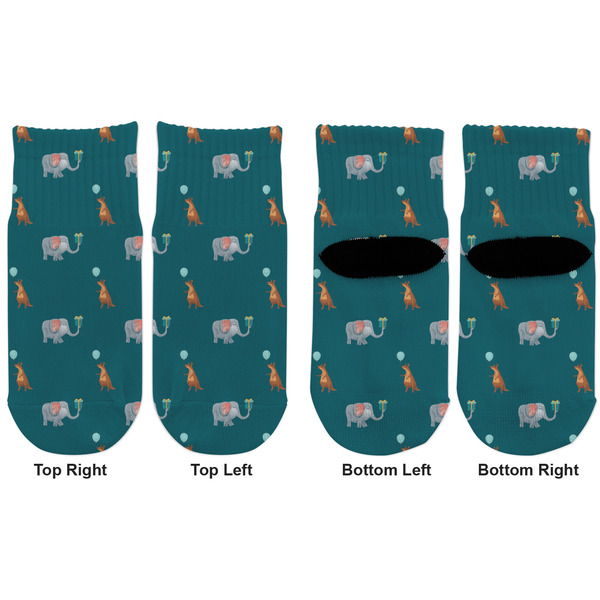 Animal Friend Birthday Toddler Ankle Socks - Double Pair - Front and Back - Apvl