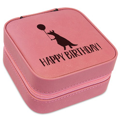 Animal Friend Birthday Travel Jewelry Boxes - Pink Leather (Personalized)