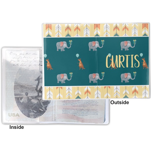 Animal Friend Birthday Vinyl Passport Holder - Flat Front and Back