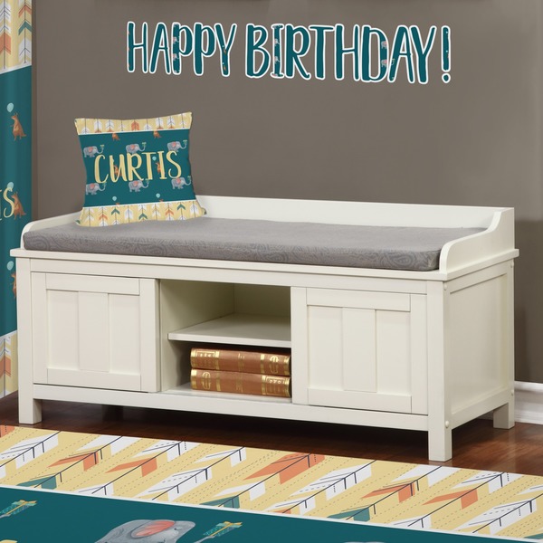 Animal Friend Birthday Wall Name Decal Above Storage bench
