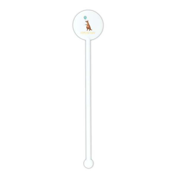Animal Friend Birthday White Plastic 5.5" Stir Stick - Round - Single Stick