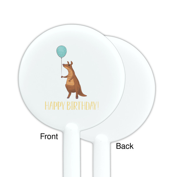 Animal Friend Birthday White Plastic 5.5" Stir Stick - Single Sided - Round - Front & Back