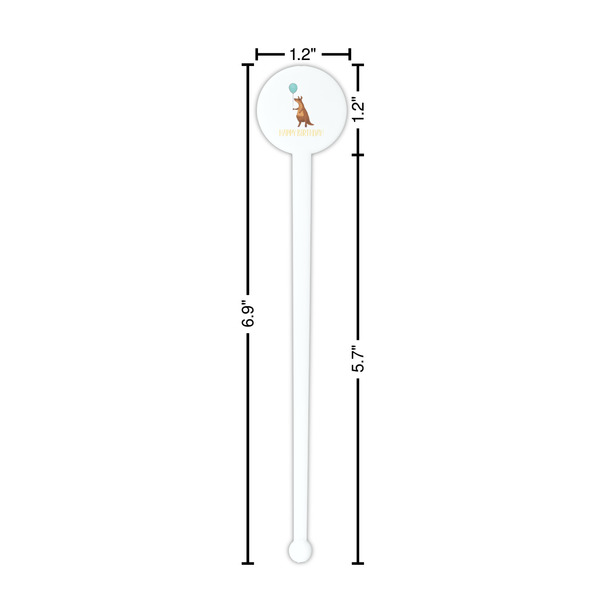 Animal Friend Birthday White Plastic 7" Stir Stick - Round - Dimensions